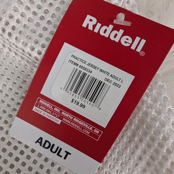Riddell Pro Cut Mesh Practice Jersey, men's size large, white - Picture 2 of 8